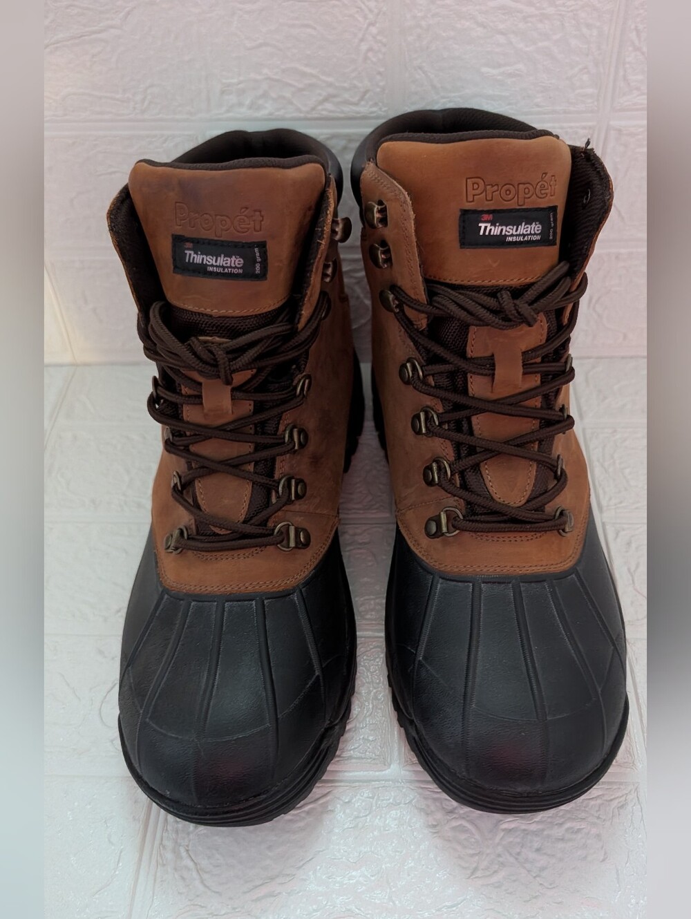 Propet Leather Brown and Black Thinsulate  Lace-Up Boots Sz 13